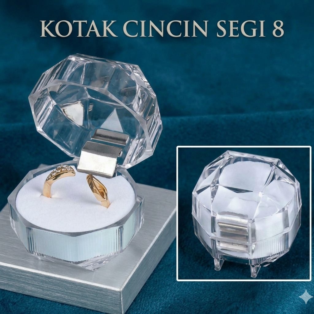 Tempat Cincin Mika Kristal Acrylic Box Perhiasan Kotak Emas Kado Unik Busa Tebal KCB