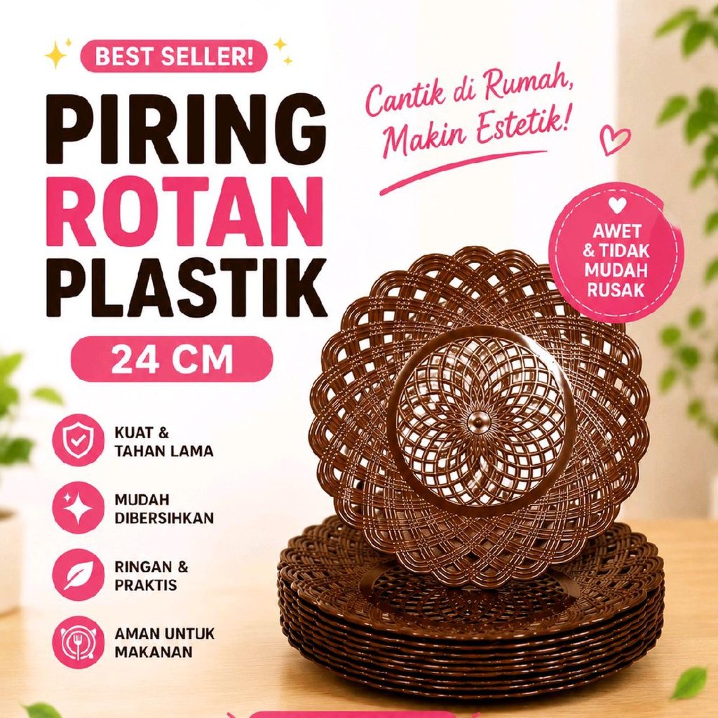 PIRING ROTAN PLASTIK 1 LUSIN