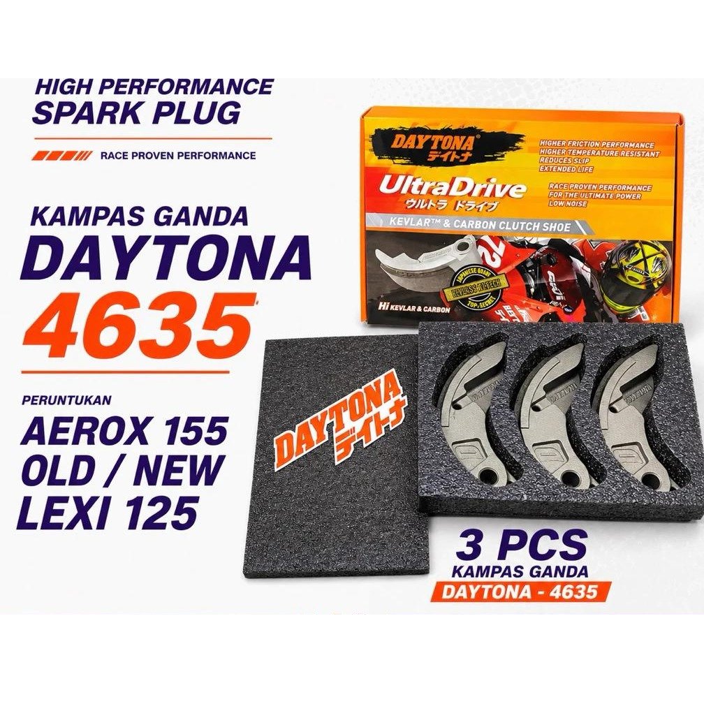 Kampas Ganda Daytona 4635 Carbon Kevlar Aerox 155 Old New Lexi 125 LX 155 Original 100% Free Sticker