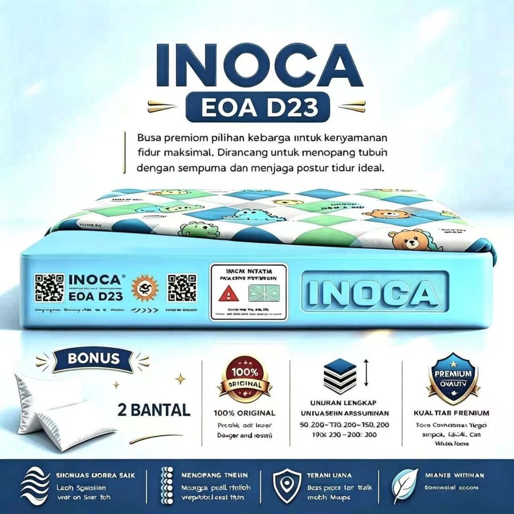 INOCA Kasur Busa Density 23 Garansi 20 Tahun kasur 80cm 90cm 100cm 120cm 145cm 160cm 180cm 200cm Kas