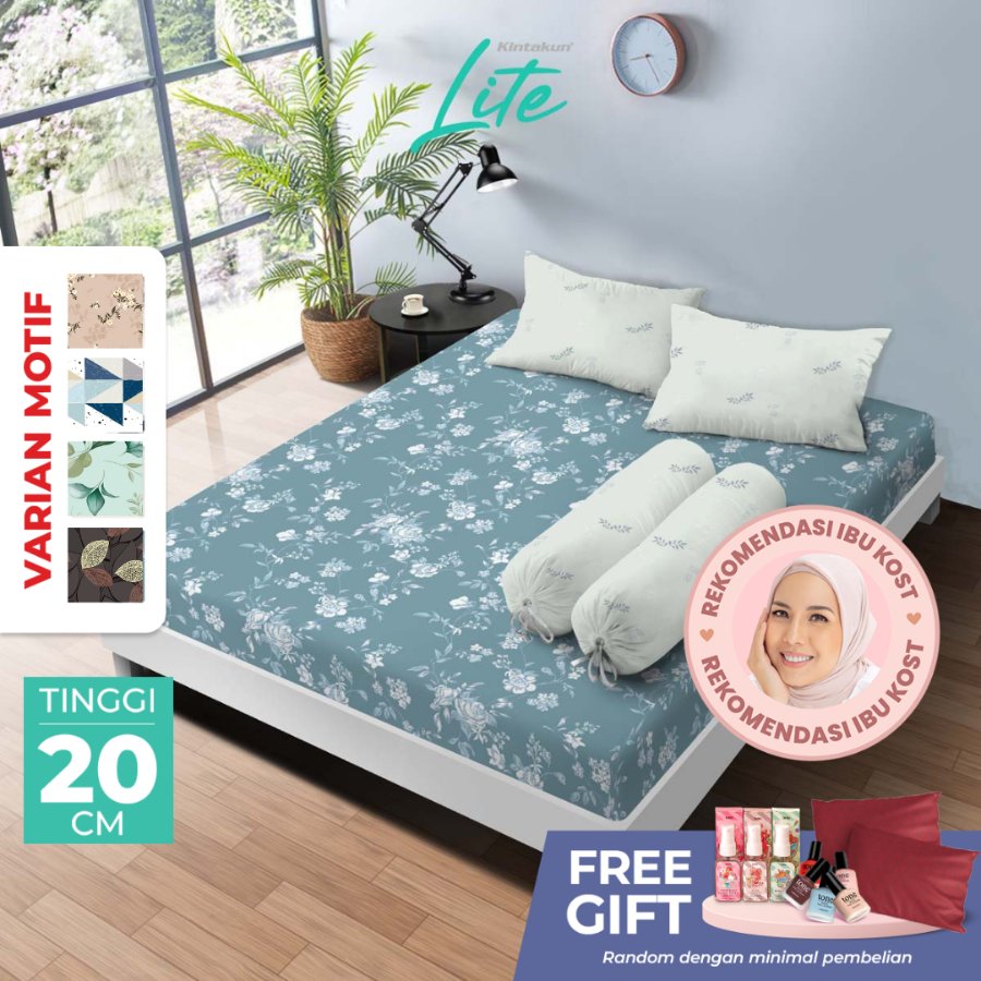 Kintakun Lite Sprei Set 180x200 King FItted T20 Fitted Motif Bunga Minimalis Aesthetic 5in1