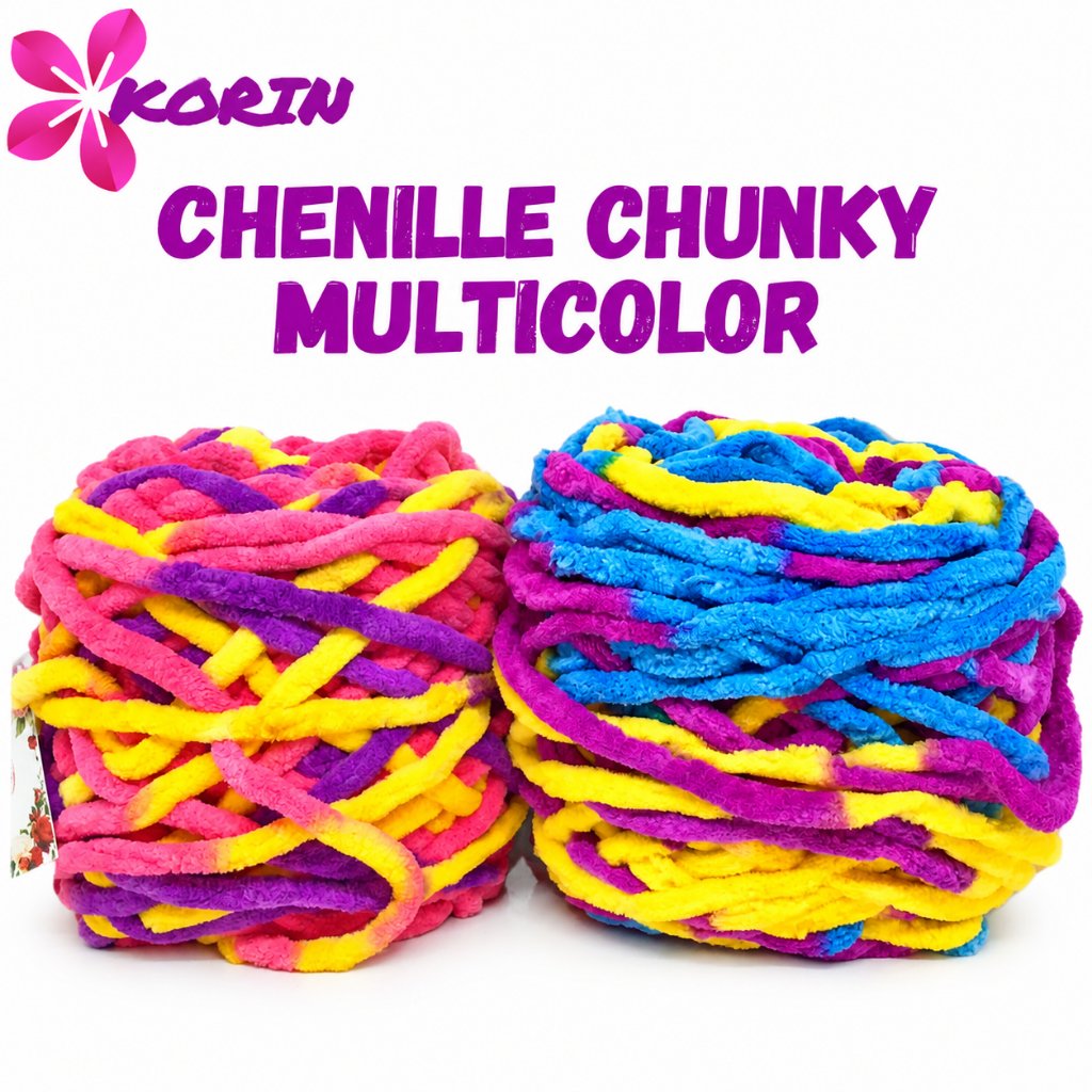 KORIN-Benang Rajut Chenille Chunky Handuk Multicolor 100gr