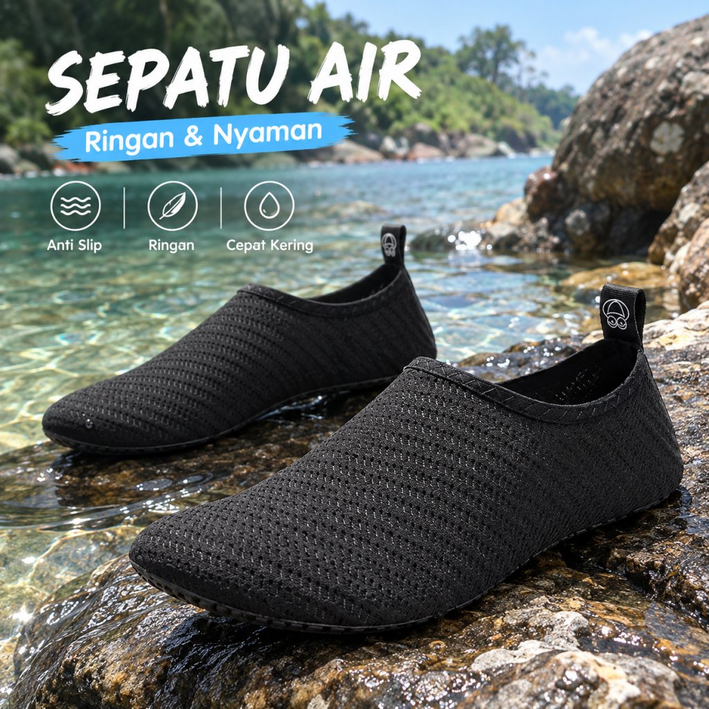 Sepatu Pantai Sepatu Air Sol Tipis Elastis Anti Licin Cepat Kering Pria Wanita untuk Jalan Santai