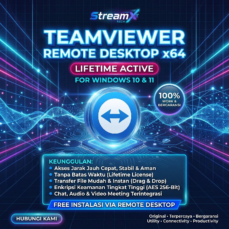 TeamViewer Remote Desktop x64 Windows 10 & 11 (64-bit) | Lisensi Lifetime | Koneksi Stabil | Free Re