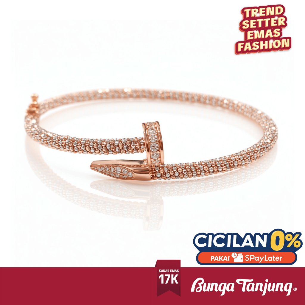GELANG BANGLE MAIRA PAKU BLINK - EMAS 17K - BUNGA TANJUNG GOLD