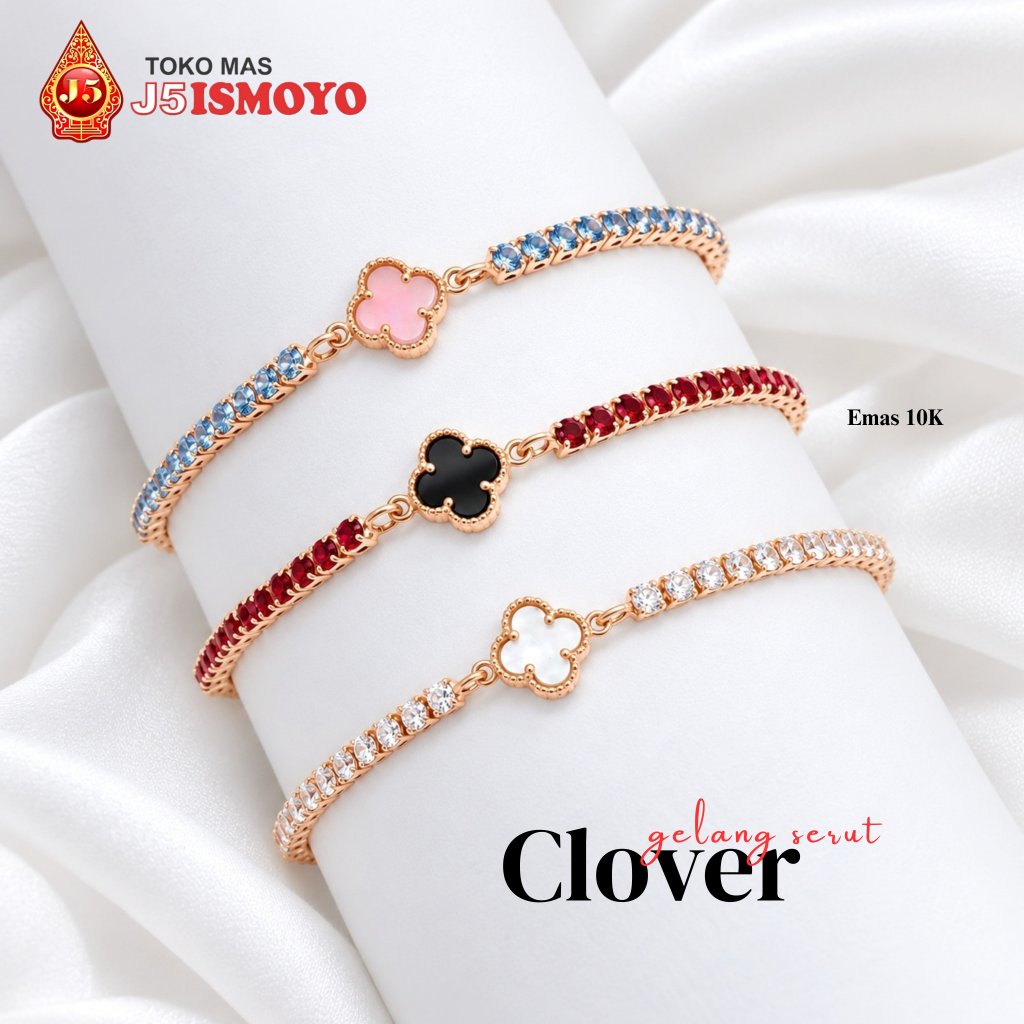 Gelang Tali Serut Kombinasi Emas Mas Clover J5 Ismoyo