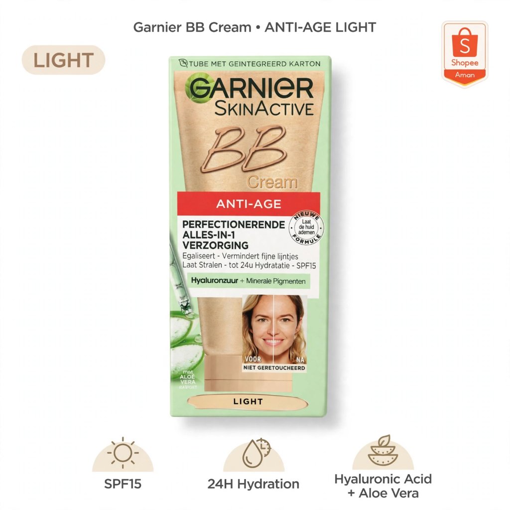 Garnier SkinActive BB Cream Anti-Age LIGHT - BB Cream SPF15 Hyaluronzuur + Aloë Vera - 50ml