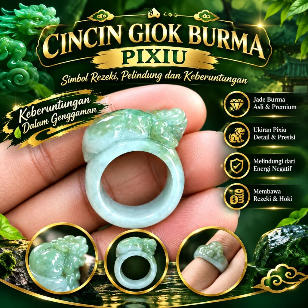 Cincin Batu Giok Jadeite Jade Burma Model Pixiu