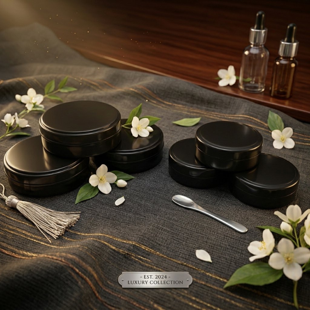 Pot Lulur 50gr pot jar pomade KOSONG - Desain Elegan, Warna Hitam, Tahan Lama