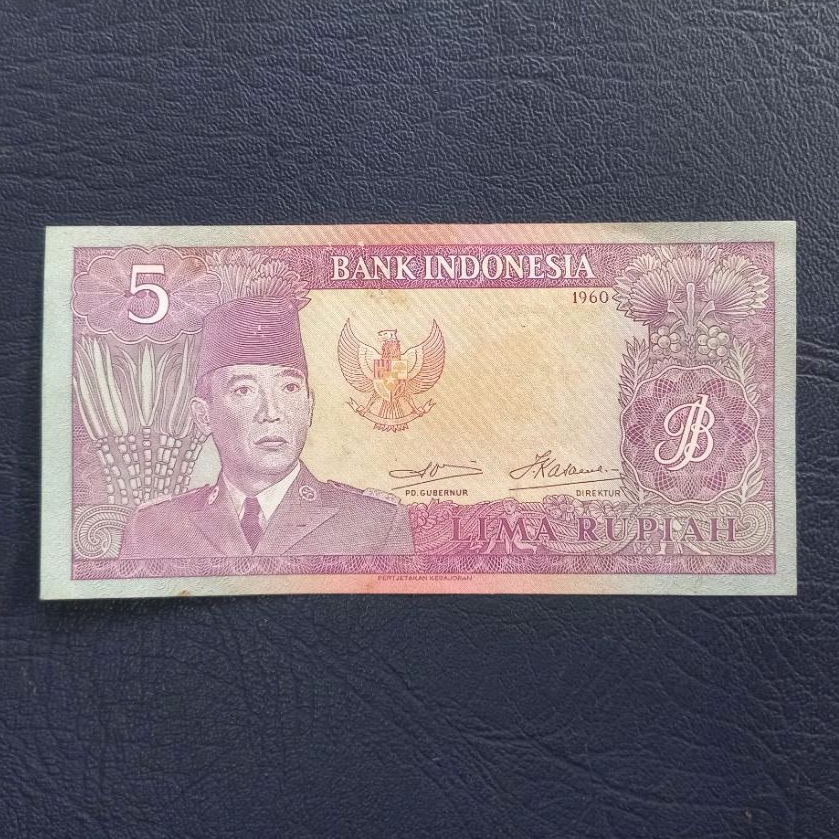 Kertas Kuno 5 Rupiah Seri Soekarno tahun 1960