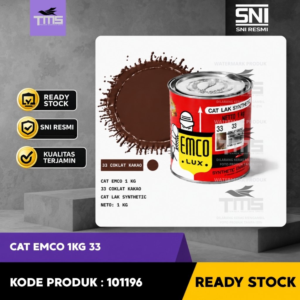 Cat Emco 1KG 33 Coklat Kakao Cat Lak Synthetic Enamel Warna Coklat Berkualitas Ready Stock