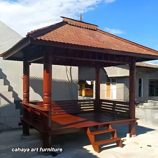 gazebo taman minimalis kayu mahoni / gazebo minimalis ukuran 3x2 meter / gazebo pargola taman minima