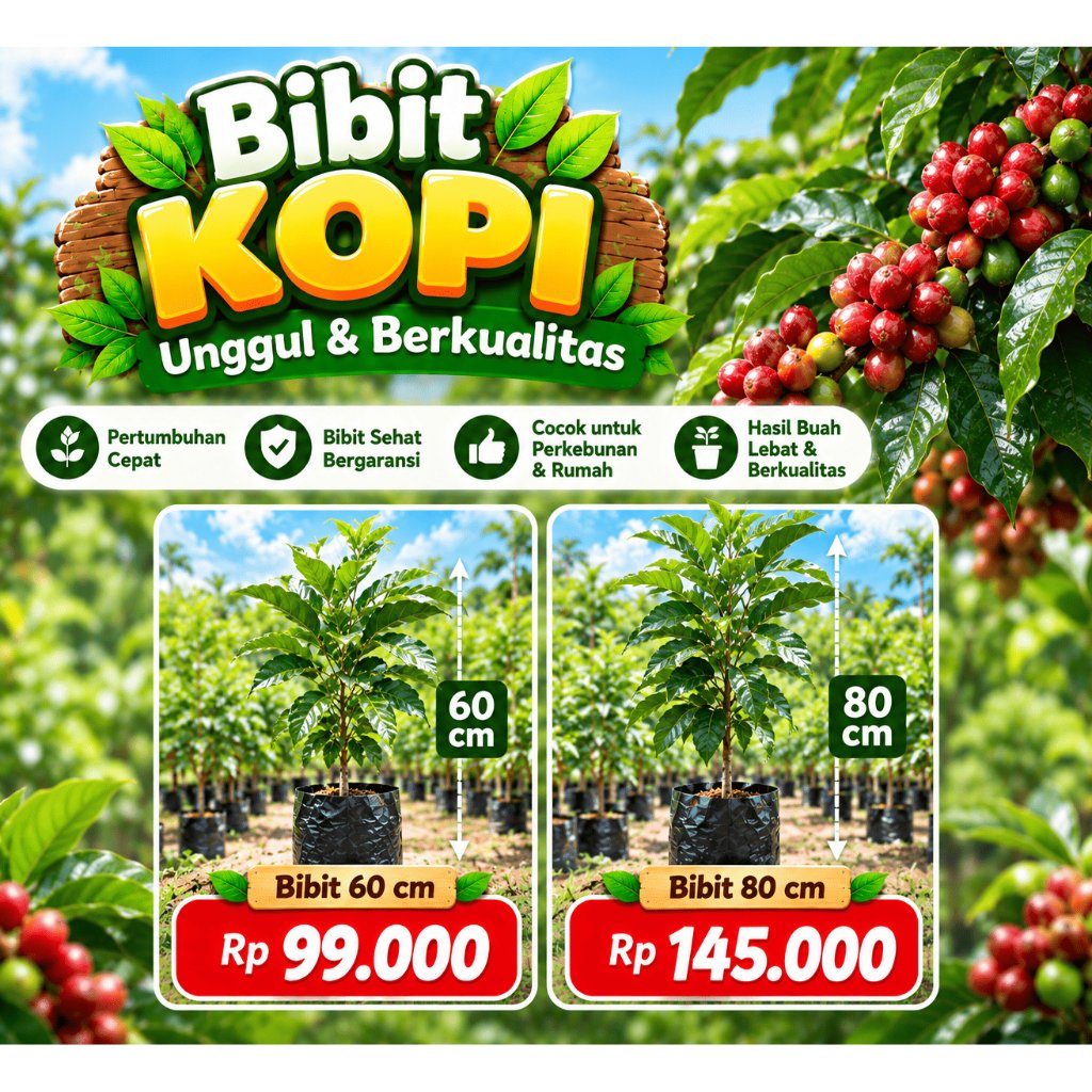 Bibit Tanaman Kopi Berbagai Varietas Cepat Berbuah / Bibit Kopi Arabika & Robusta Super Unggul Asli