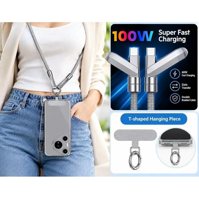 WB Cable 100W USB-C to Type-C Super Fast Charger  Kabel LANYARD STYLE ZINC ALLCY 1.2M Original 100%
