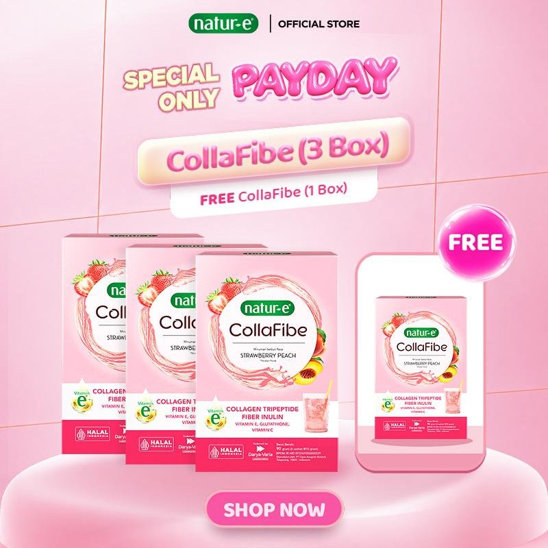 Natur-E Triplepack CollaFibe - Collagen Drink with Vitamin E & Fiber 3 Box - Gummy dengan Collagen, 