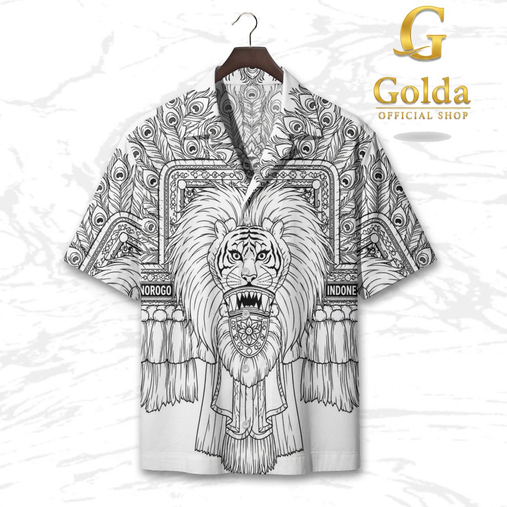 GOLDA Kemeja Motif Reog Ponorogo Singo Barong Bulu Merak