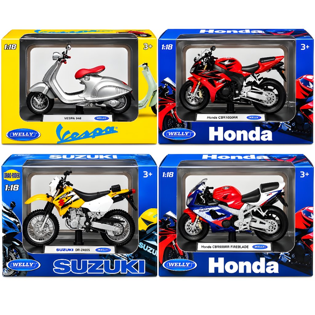 Welly Diecast Motorcycle Vespa, Honda, Suzuki