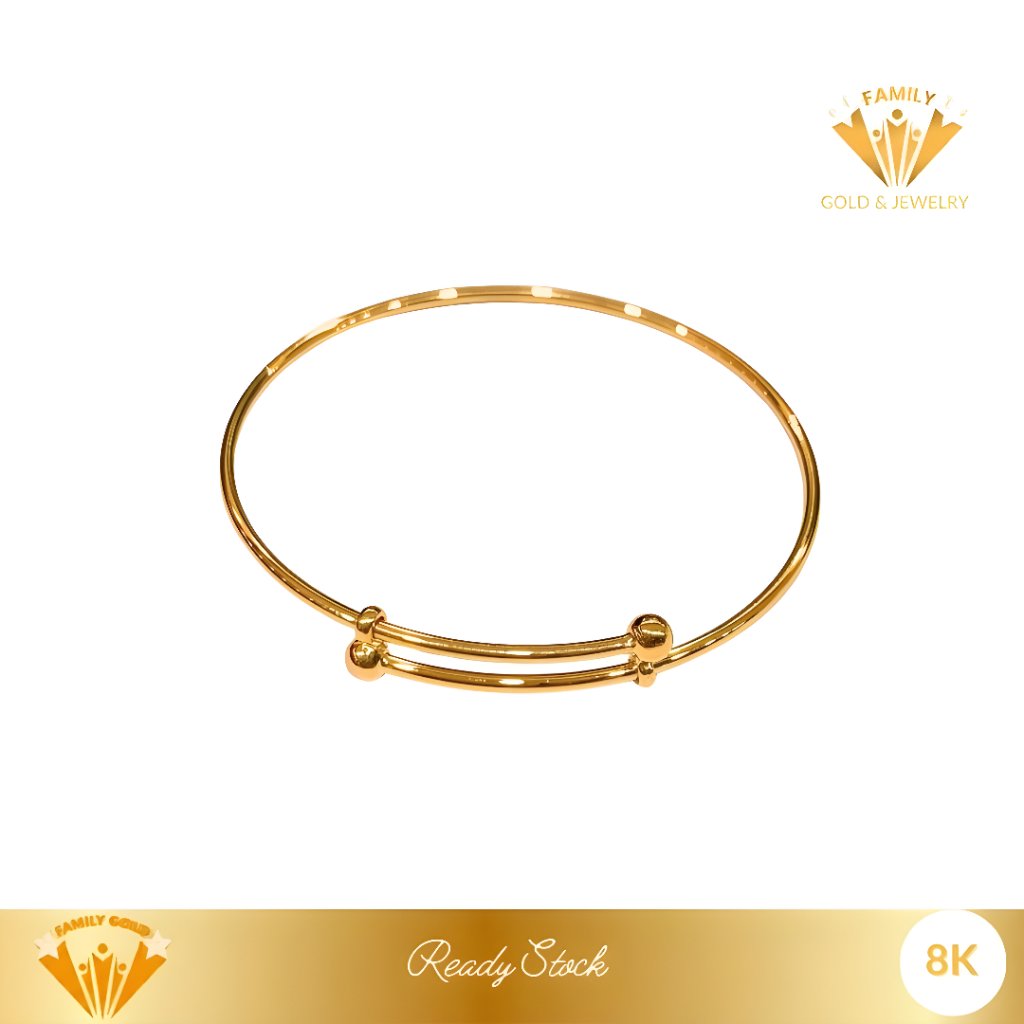 Gelang Emas Anak Kadar 8K Model Bangle Serut Boba Family Gold