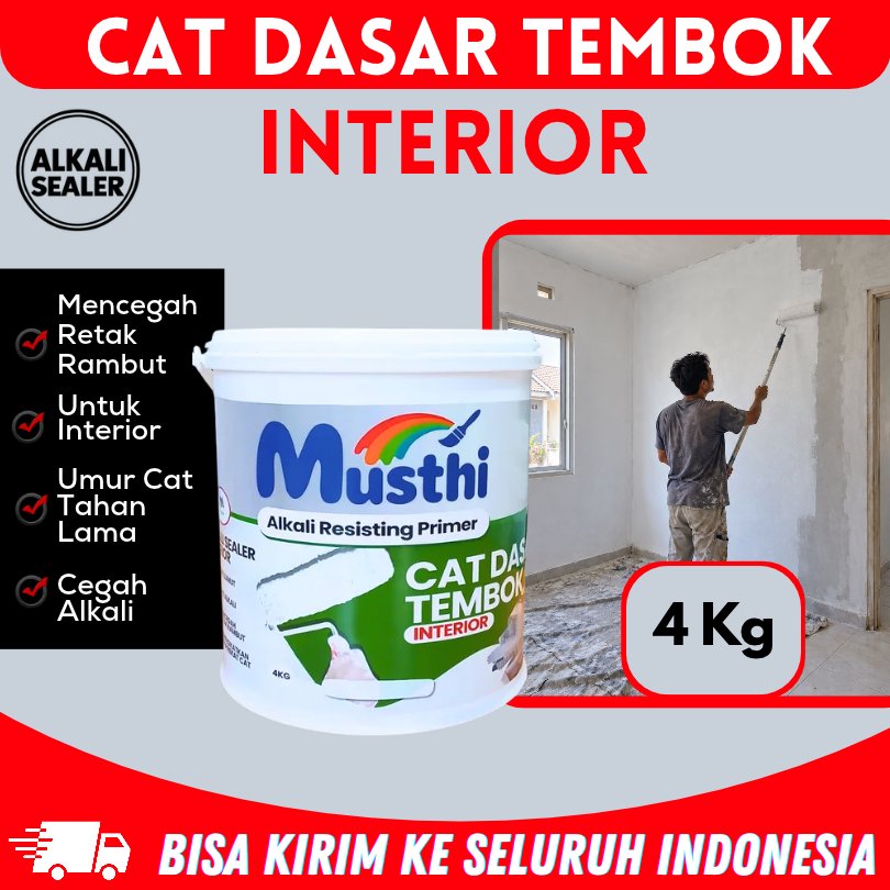 Cat Dasar Tembok Alkali Sealer Interior Musthi Paint 4 Kg Cat Alkali Sealer