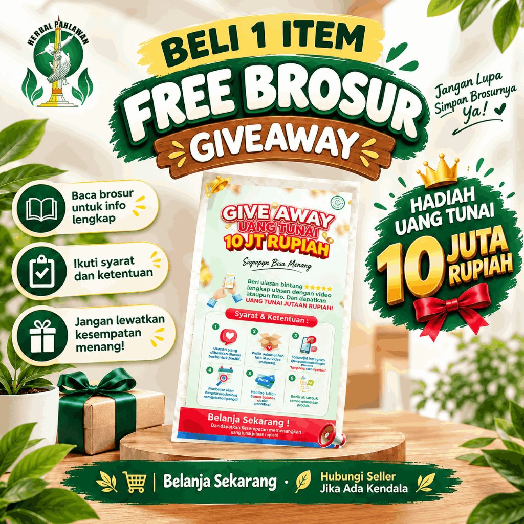 Free Brosur Give Away Hadiah Uang Tunai 10 Juta Rupiah - Herbal Kapsul Gamat Emas