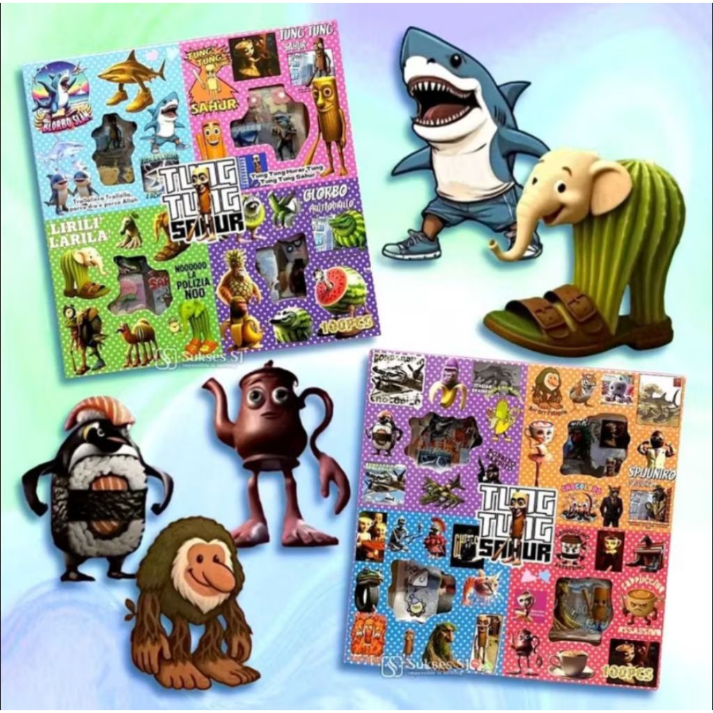 

Sticker Stiker Anak Anak Anomali Tung Tung Sahur Isi 100 Pcs Viral 1 Box isi 100 Pcs Aesthetic Waterproof Sticker Cute Anak Perempuan