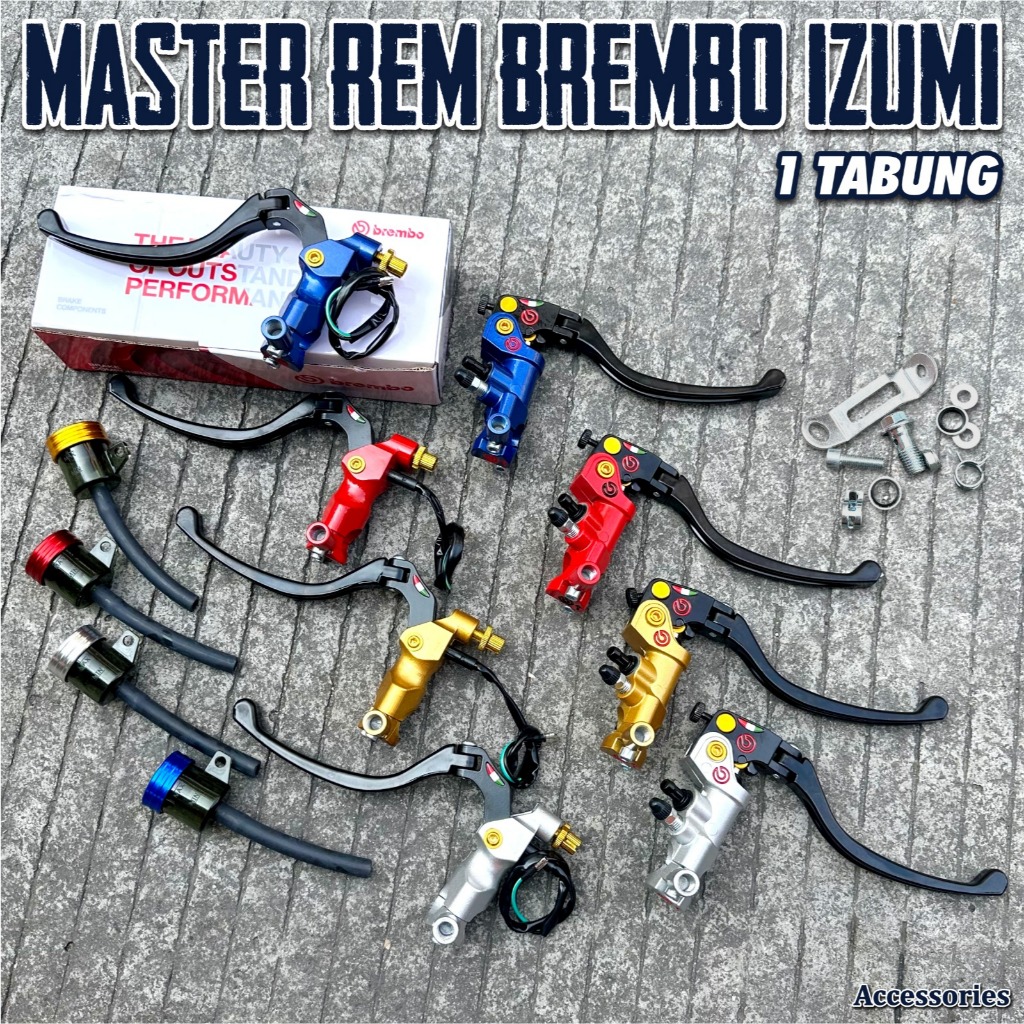 MASTER REM RADIAL BREMBO IZUMI HANDLE KANAN TABUNG FULL CNC PLUS KIRI SWITCH REM KOPLING BISA LIPAT 