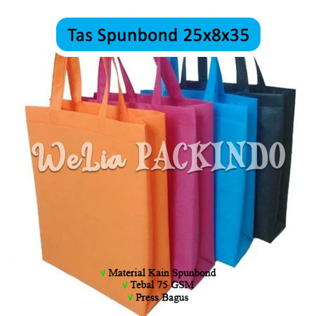 

[1 PCS] Tas Spunbond Handle 25x35 / Goodie Bag / Tas Belanja Kain Kantong Polos Goodiebag Souvenir Hampers Ultah 25x8x35