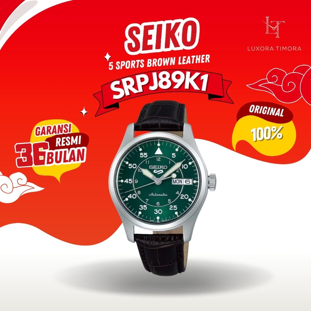 Jam Tangan Seiko 5 Sports  SRPJ89K1 Brown Leather Strap