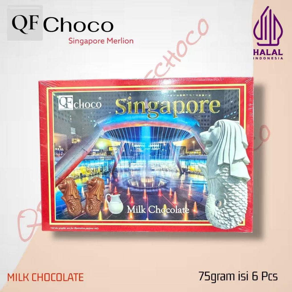 

Cokelat QFchoco MERLION SINGAPORE 75gram HALAL isi 6 pcs CHOCOLATE