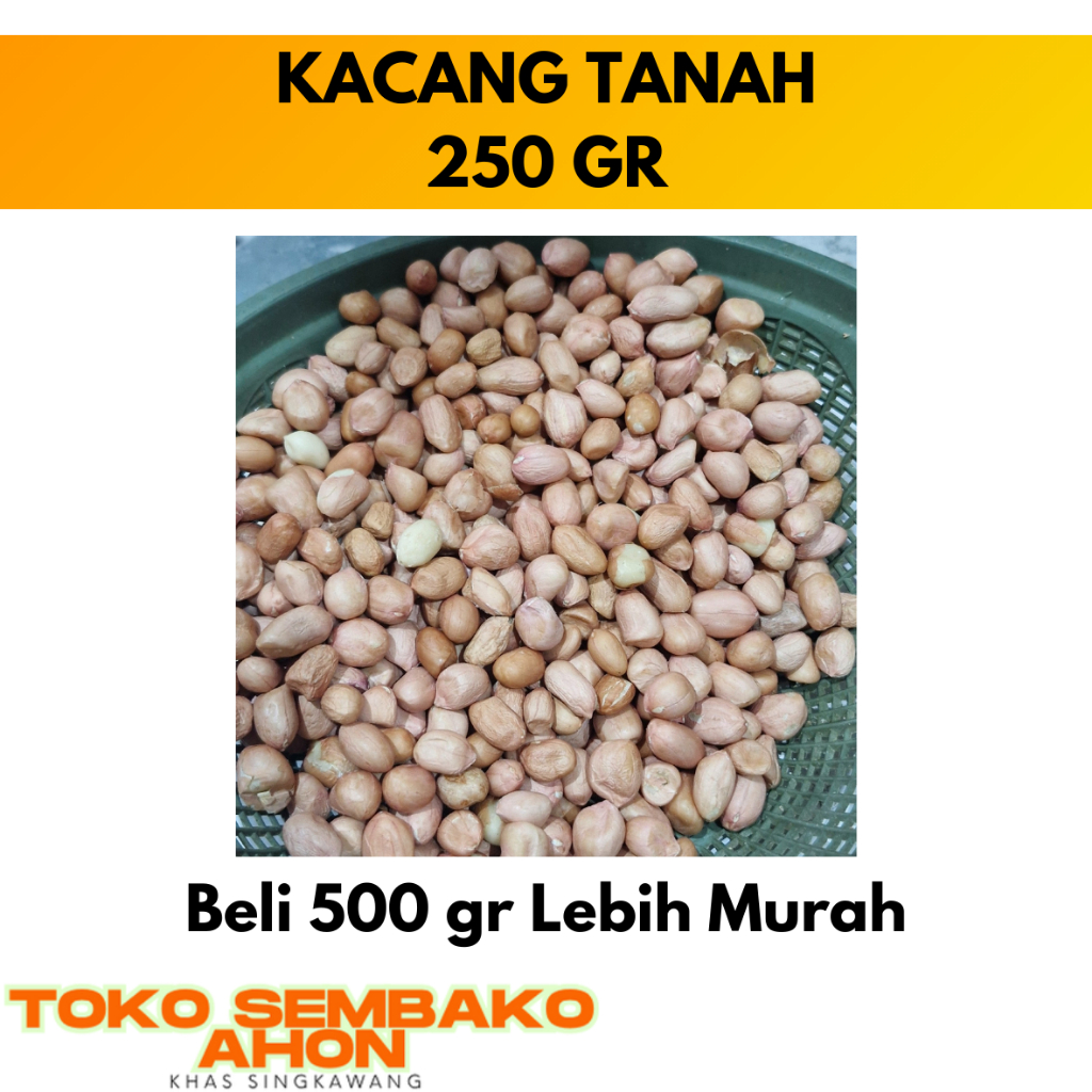 

KACANG TANAH TUBAN 250 GR / Kacang Kulit Kupas Tuban / Kacang Tanah Lokal / Kacang Tanah Goreng / Bahan Kacang Tuban 250g