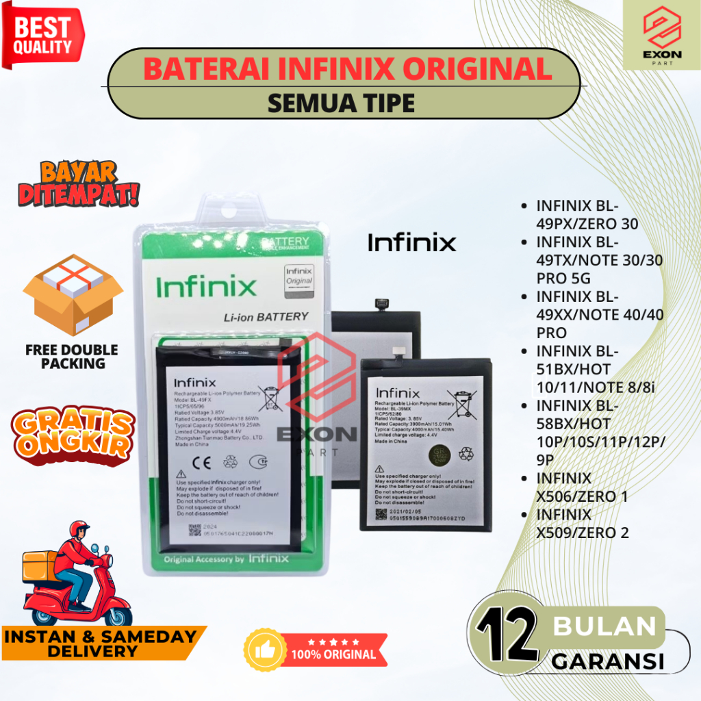 BATERAI INIFNIX/BATRE HP INFINIX ORIGINAL/INFINIX BL-30SX/S2 PRO/X522/BL-34CX/SMART3 PLUS/BL-39AX/HO
