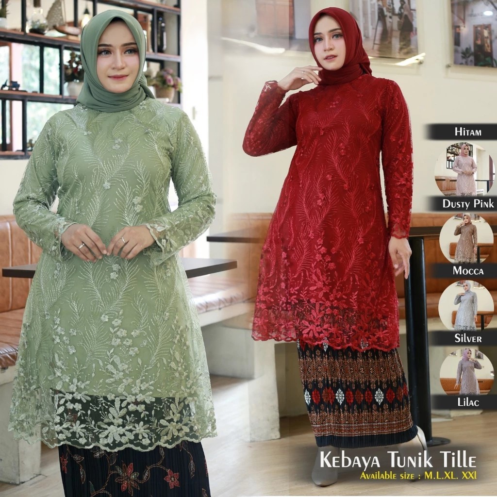 Kebaya Atasan Tunik TILLE / Kebaya Brukat Tunik Modern / Kebaya brokat Terlaris / kebaya brokat baju