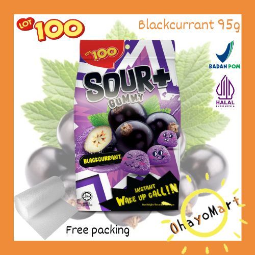 

Permen Asam Lot 100 Sour + Gummy Blackcurrant / permen kenyal 95g