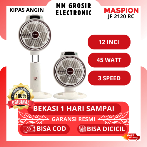 MASPION KIPAS ANGIN BERDIRI 12 INCI JF 2120 RC JF2120RC JF-2120 DESK STAND FAN BEKASI GARANSI RESMI
