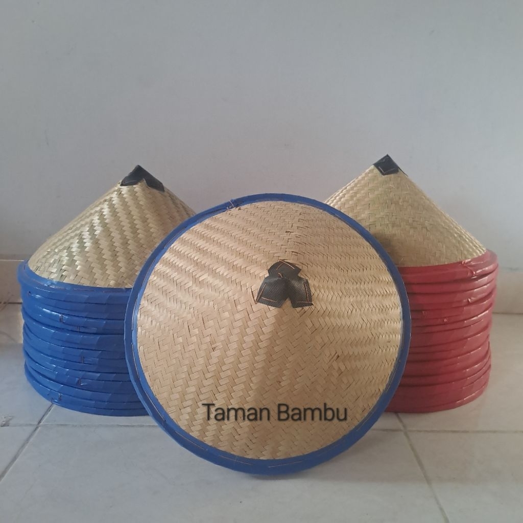 CAPING BAMBU / TOPI PETANI / CAPIL CEKREK/ ANYAMAN BAMBU capil kuning capil tulungagung