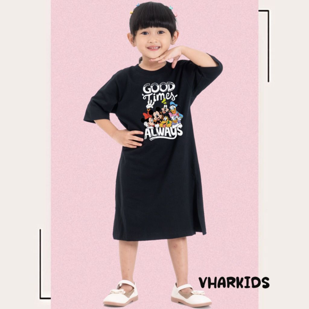 vharkids | kaos anak | dress anak lucu | tunik anak kekinian | bahan katun | kaos polos | warna hita