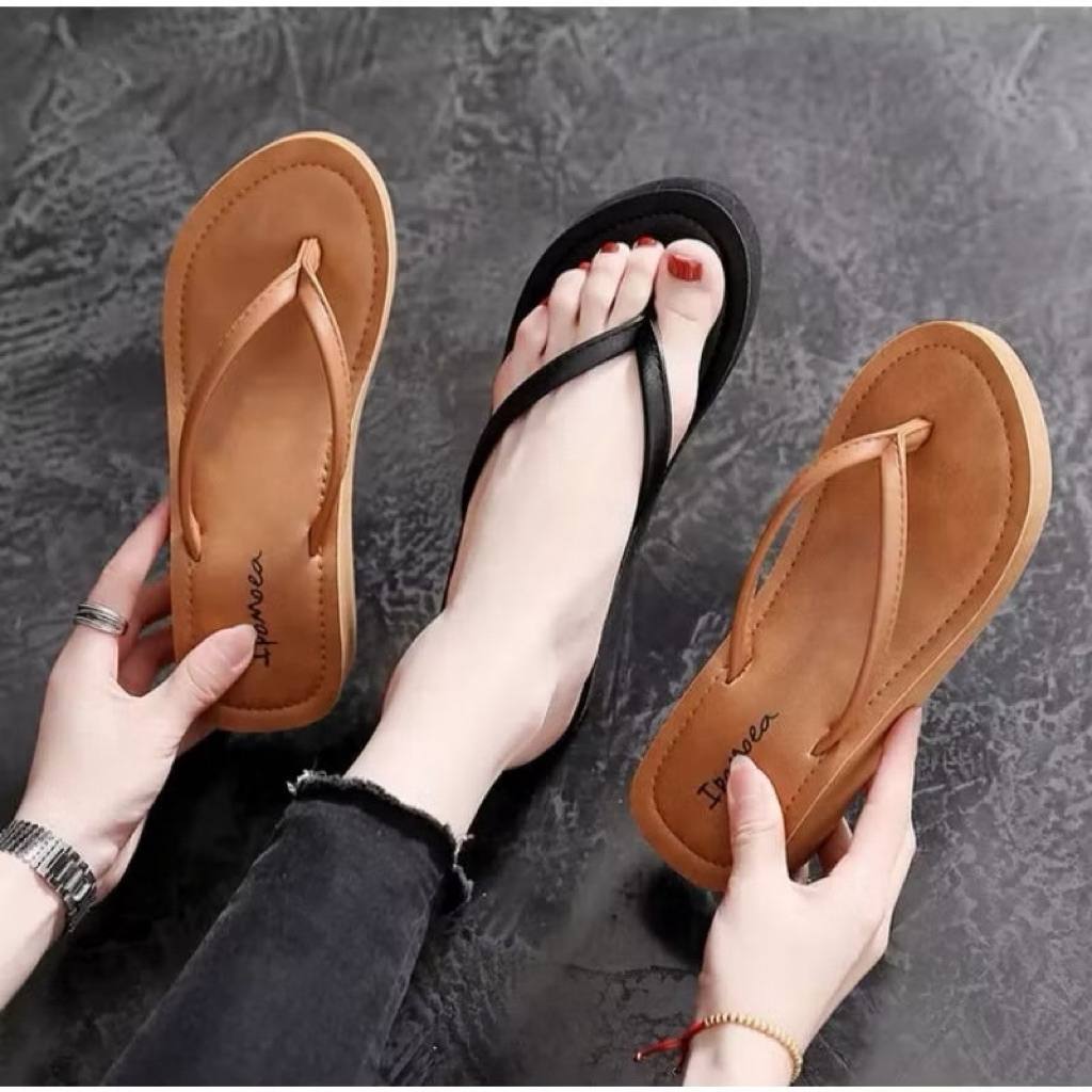 Sandal Wedges Spon Wanita Jepit ipomoea Wedges  Spon Jepit Simple