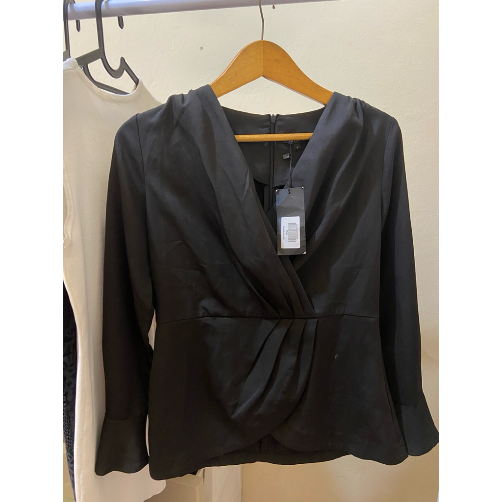 ZALIA draped wrap top blouse baju muslim peplum hijab friendly preloved