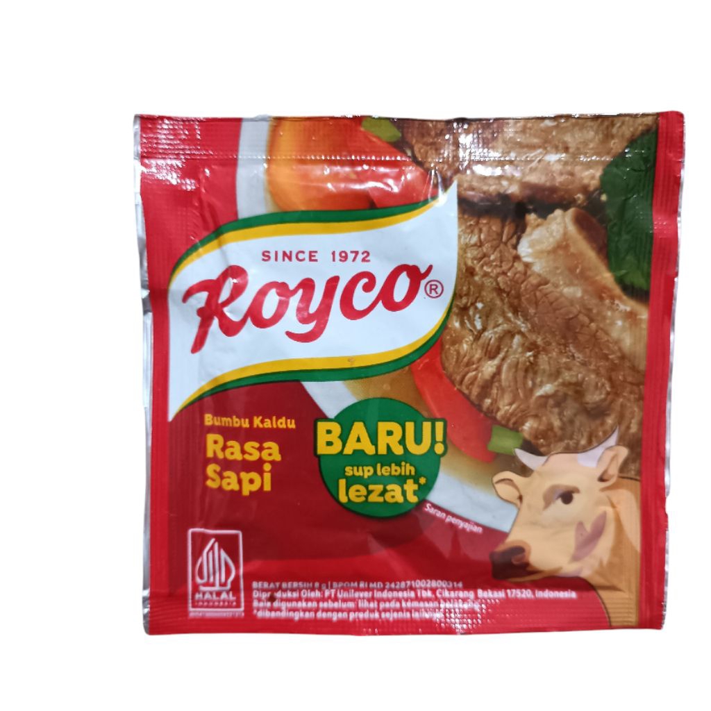 

Bumbu Penyedap Kaldu Royco Sapi 8gr Sachet Satuan MSG