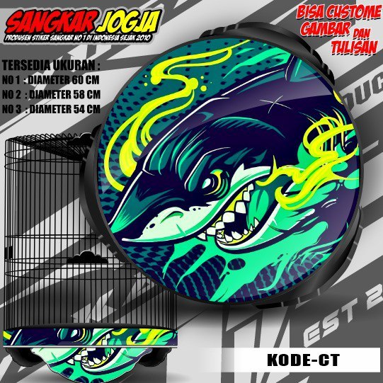 Stiker Decal Kandang Burung Bulat /Decal Sangkar Burung Bentuk Bulat motif Ready Stok Kode CT