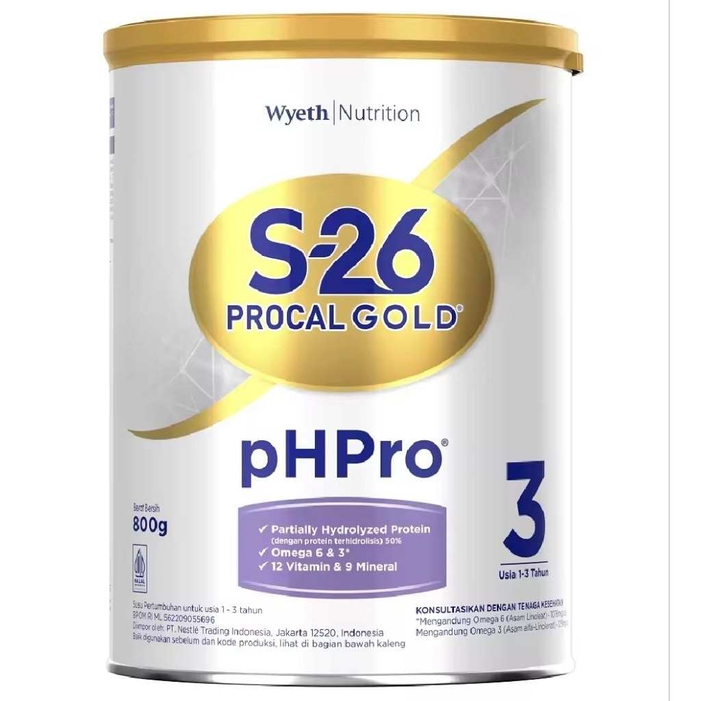 

S-26 Procal GOLD pHPro Tahap 3 Susu Pertumbuhan Anak Usia 1-3 Tahun, Kaleng 800g