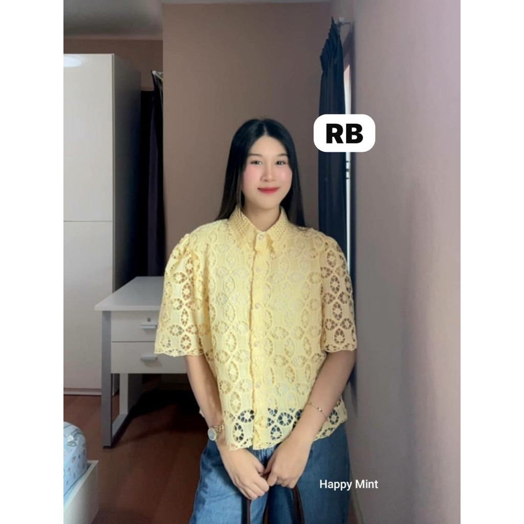 Atasan brokat bangkok terbaru kemeja brokat import baju fashion premium