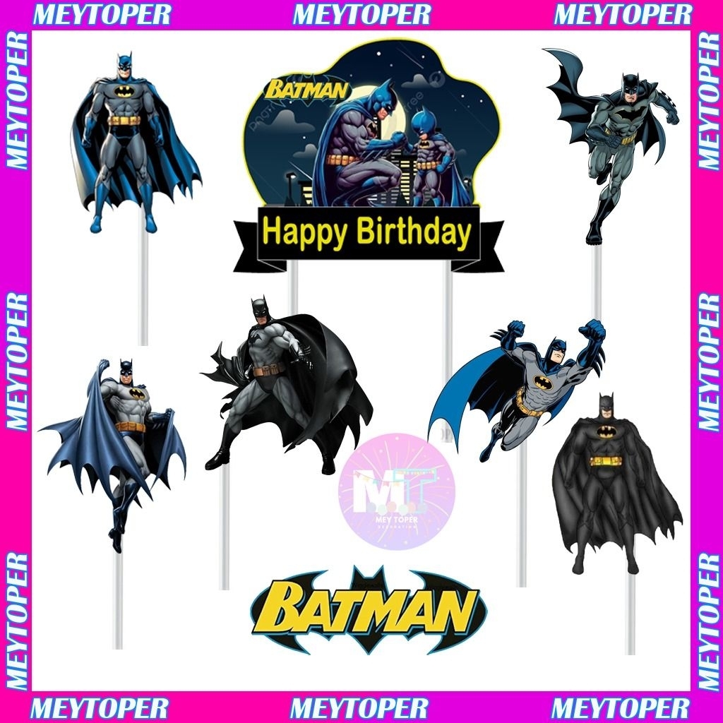 

Toper Cake/Toper Karakter/Toper Happy Birthday/Toper Ulang Tahun/Hiasan Kue Ulang Tahun/Toper Karakter BATMAN/Toper Tusukan Murah