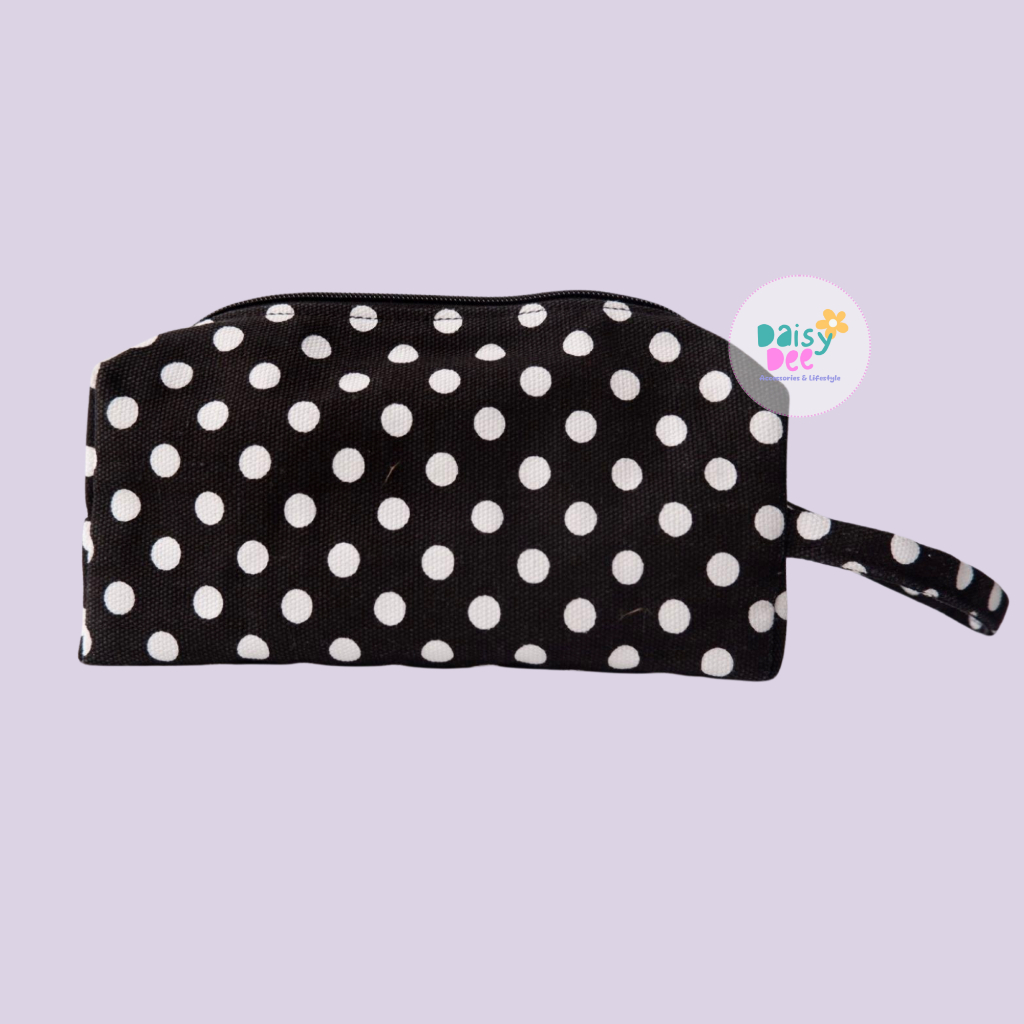 Daisy Dee Tas Kosmetik Tabung Kanvas Polkadot