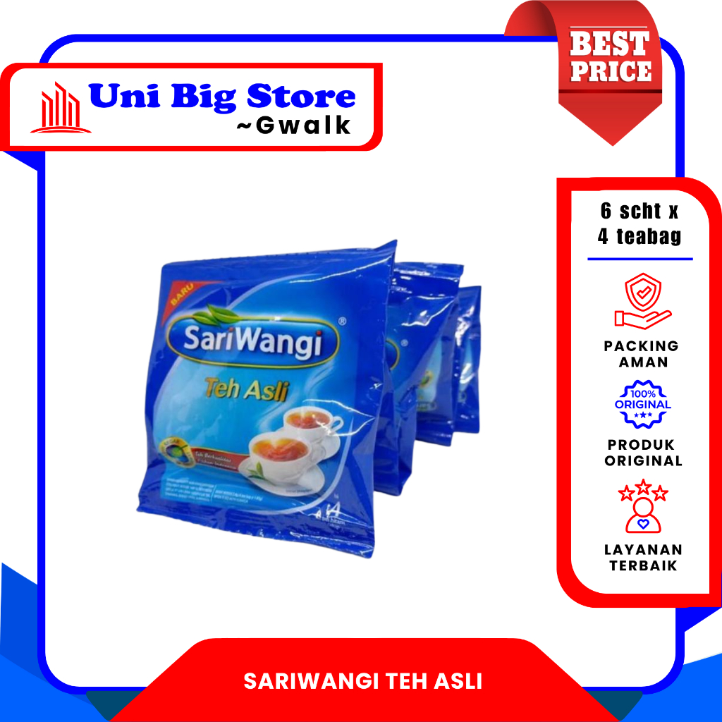 

SARIWANGI SARI WANGI TEH CELUP ASLI HITAM SACHET ORIGINAL - 6 pcs x 4 kantong teh