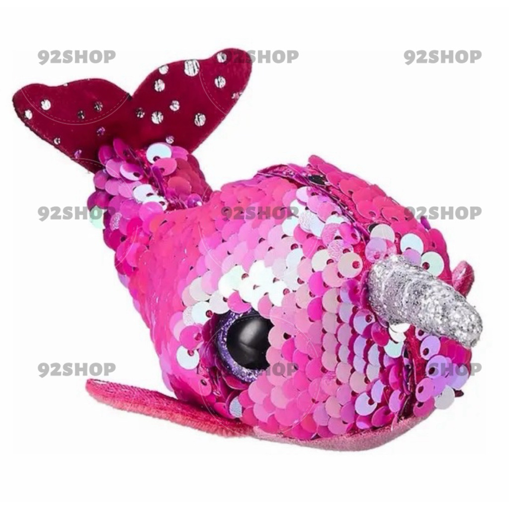 Boneka ikan ty® teeny flipable - Nelly Narwhal fish ©2019 TY INC. | boneka ty ® sequin doll | boneka