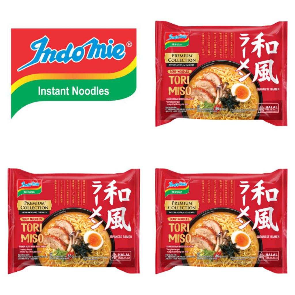 

Indomie Mi Instan Premium Collection Soup Noodles Tori Miso Japanese Ramen 86 Gram