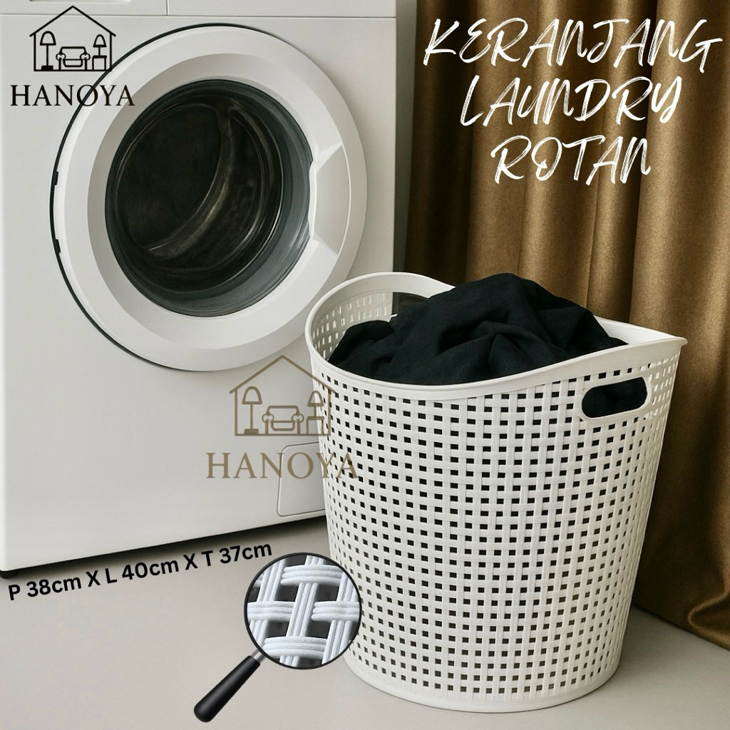 Keranjang Serbaguna Laundry Pakaian Rotan JUMBO plastik - Hanoya / tempat keranjang baju kotor / Sto