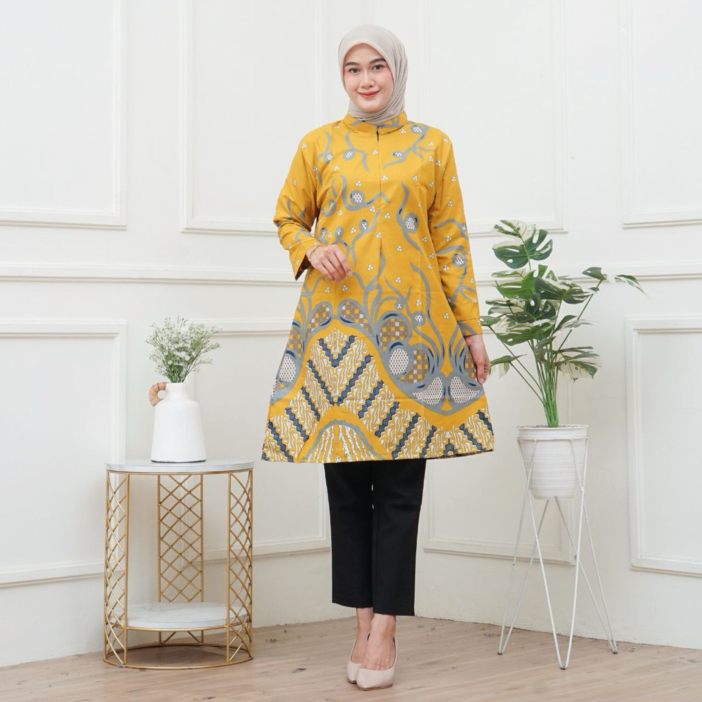 TERMURAH TUNIK BATIK WANITA MODERN PREMIUM JUMBO LD 130 140 BAJU SERAGAM KANTOR GURU KERJA KONDANGAN