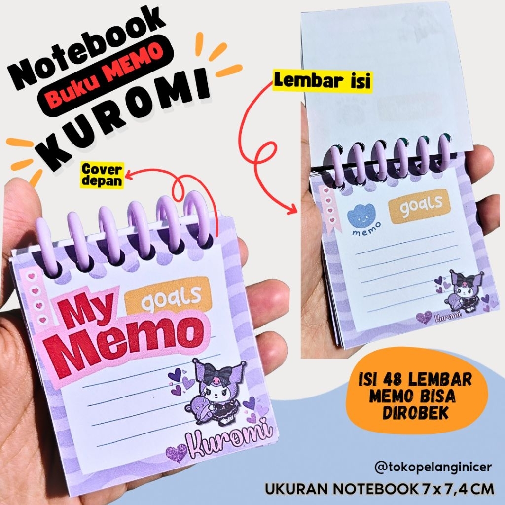 

Notebook Mini Kuromi -Buku Memo Kuromi Lucu Mini Spiral – My Memo Goals- Memo lucu Kuromi